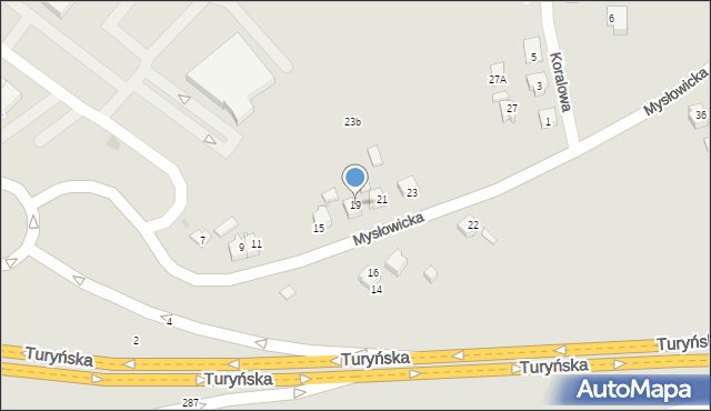 Tychy, Mysłowicka, 19, mapa Tychów