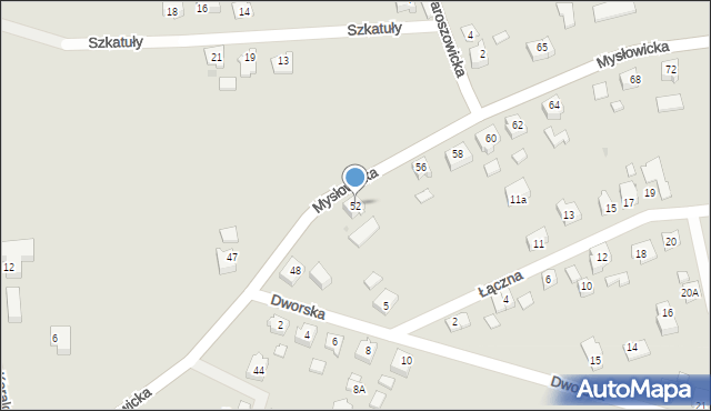Tychy, Mysłowicka, 52, mapa Tychów