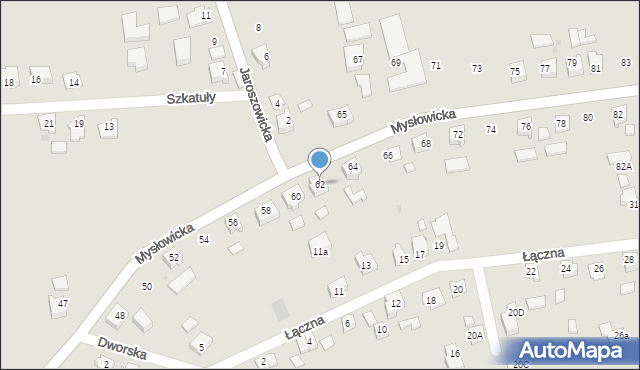 Tychy, Mysłowicka, 62, mapa Tychów