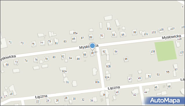 Tychy, Mysłowicka, 90, mapa Tychów