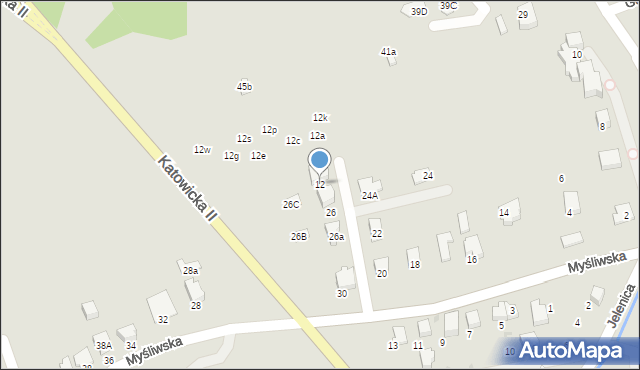 Ustroń, Myśliwska, 12, mapa Ustroń