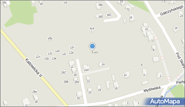 Ustroń, Myśliwska, 24e, mapa Ustroń