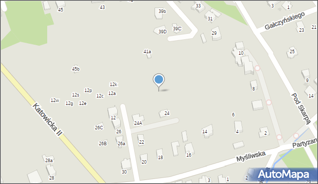 Ustroń, Myśliwska, 24g, mapa Ustroń