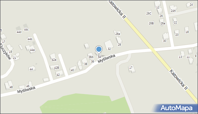 Ustroń, Myśliwska, 34, mapa Ustroń