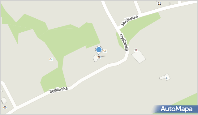 Ustroń, Myśliwska, 58, mapa Ustroń