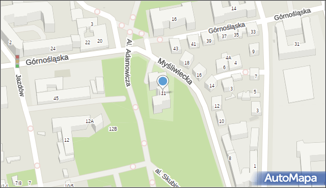 Warszawa, Myśliwiecka, 11, mapa Warszawy