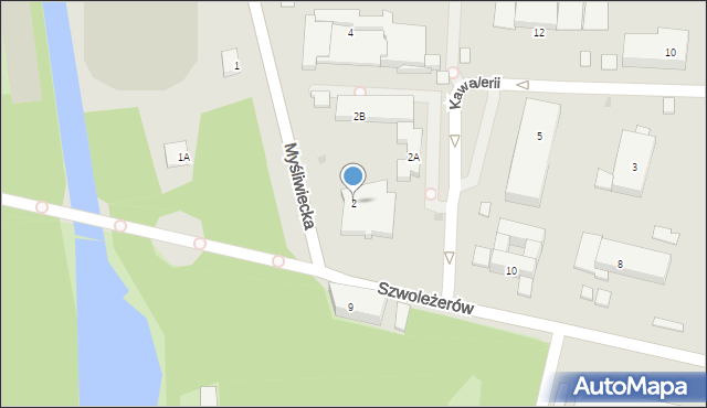 Warszawa, Myśliwiecka, 2, mapa Warszawy