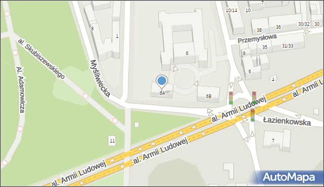 Warszawa, Myśliwiecka, 6A, mapa Warszawy