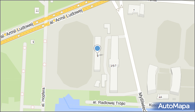 Warszawa, Myśliwiecka, 9, mapa Warszawy