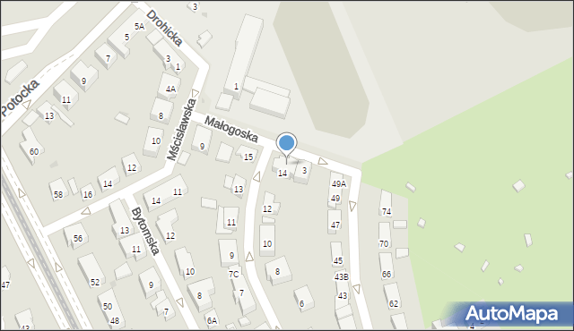 Warszawa, Mysłowicka, 14A, mapa Warszawy