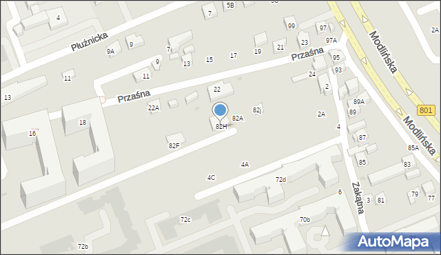 Warszawa, Myśliborska, 82H, mapa Warszawy