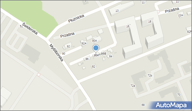 Warszawa, Myśliborska, 86A, mapa Warszawy