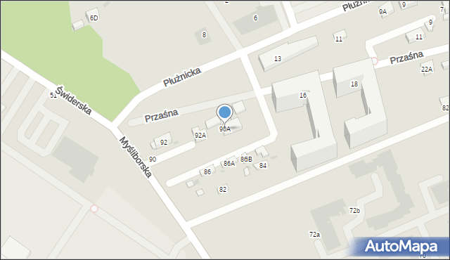 Warszawa, Myśliborska, 90A, mapa Warszawy