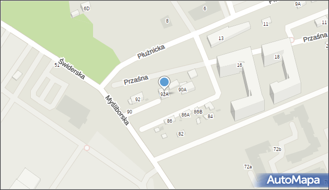 Warszawa, Myśliborska, 92A, mapa Warszawy