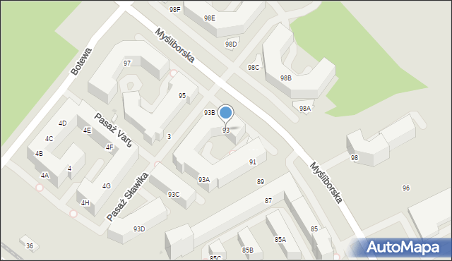Warszawa, Myśliborska, 93, mapa Warszawy