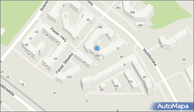 Warszawa, Myśliborska, 93A, mapa Warszawy