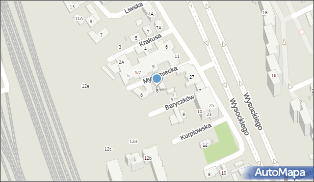 Warszawa, Myszyniecka, 8, mapa Warszawy