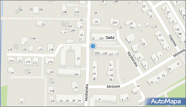 Warszawa, Mydlarska, 11K, mapa Warszawy