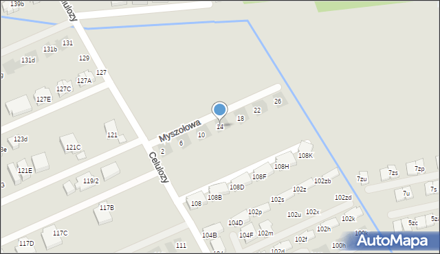 Warszawa, Myszołowa, 14, mapa Warszawy