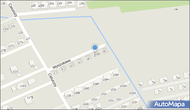 Warszawa, Myszołowa, 22, mapa Warszawy