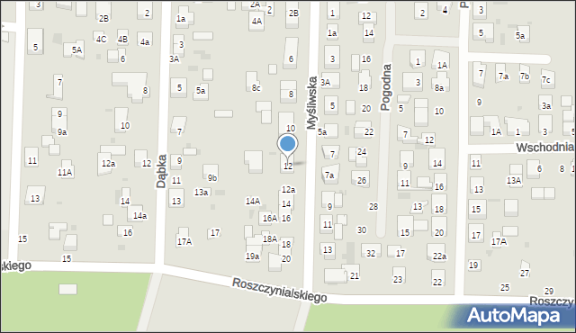 Wejherowo, Myśliwska, 12, mapa Wejherowo