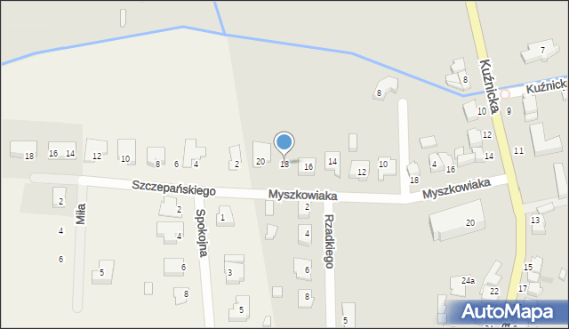 Wieruszów, Myszkowiaka Mariana, ks., 18, mapa Wieruszów