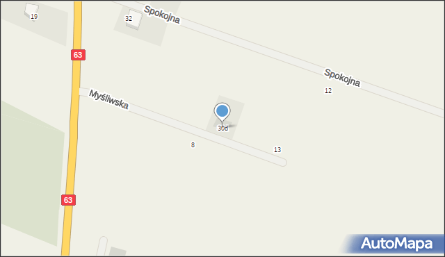 Wiśniew, Myśliwska, 5, mapa Wiśniew