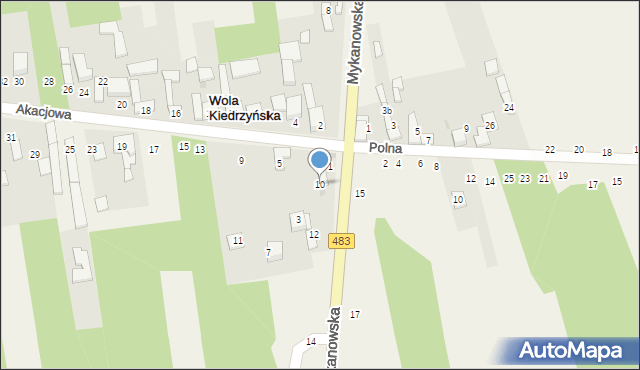 Wola Kiedrzyńska, Mykanowska, 10, mapa Wola Kiedrzyńska