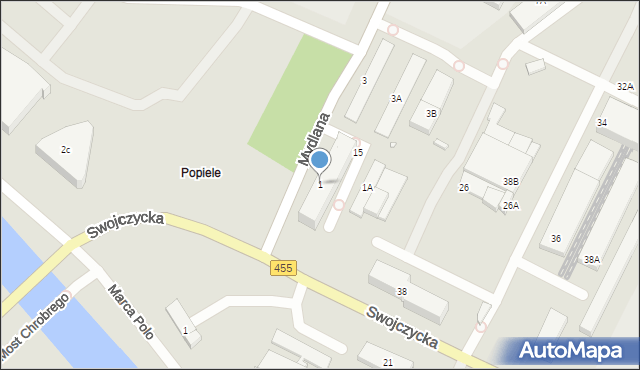 Wrocław, Mydlana, 1, mapa Wrocławia