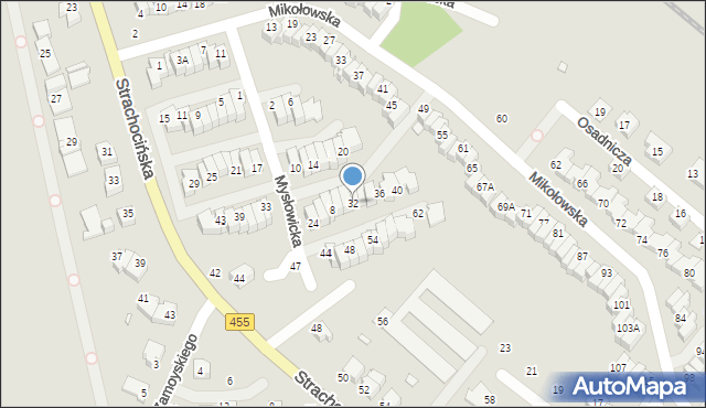 Wrocław, Mysłowicka, 32, mapa Wrocławia