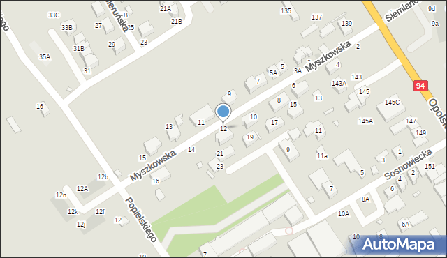 Wrocław, Myszkowska, 12, mapa Wrocławia