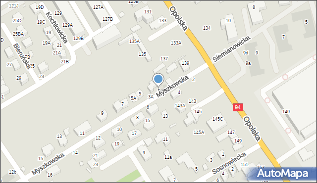 Wrocław, Myszkowska, 3, mapa Wrocławia