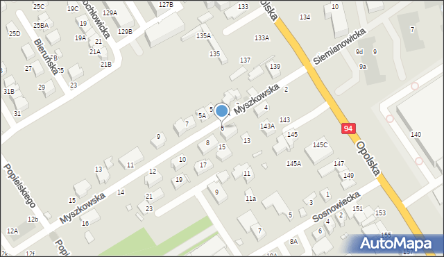 Wrocław, Myszkowska, 6, mapa Wrocławia