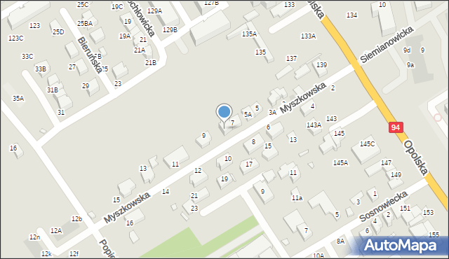 Wrocław, Myszkowska, 7A, mapa Wrocławia