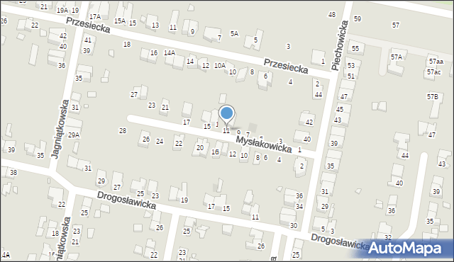 Wrocław, Mysłakowicka, 11, mapa Wrocławia