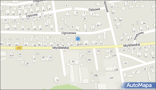 Wronki, Myśliwska, 20, mapa Wronki