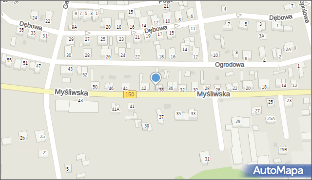 Wronki, Myśliwska, 40, mapa Wronki