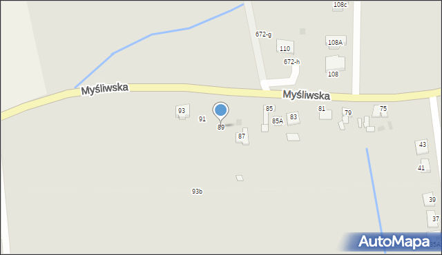 Wronki, Myśliwska, 89, mapa Wronki