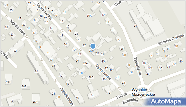 Wysokie Mazowieckie, Mystkowska, 29, mapa Wysokie Mazowieckie