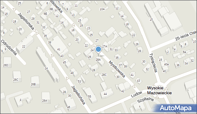 Wysokie Mazowieckie, Mystkowska, 2a, mapa Wysokie Mazowieckie