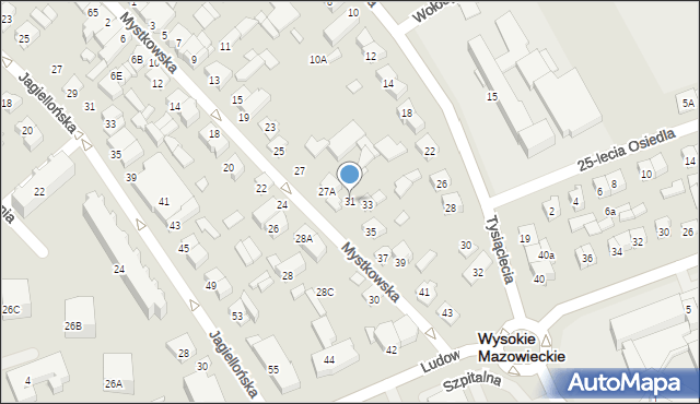 Wysokie Mazowieckie, Mystkowska, 31, mapa Wysokie Mazowieckie