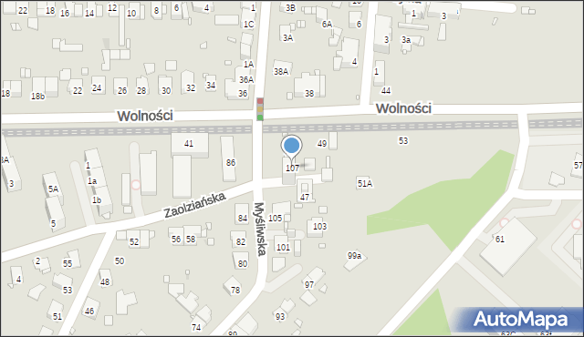 Zabrze, Myśliwska, 107, mapa Zabrza