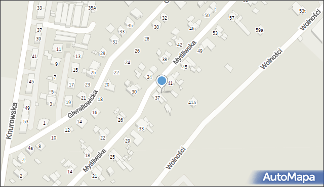 Zabrze, Myśliwska, 39, mapa Zabrza