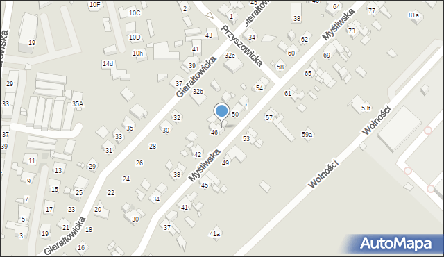 Zabrze, Myśliwska, 48, mapa Zabrza