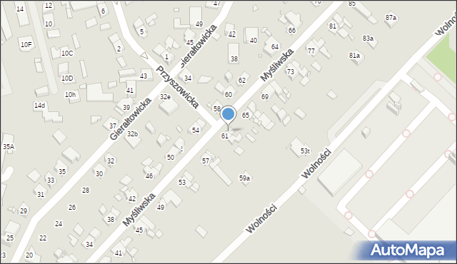 Zabrze, Myśliwska, 63, mapa Zabrza