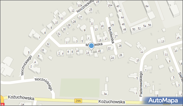 Żagań, Myśliwska, 16, mapa Żagań