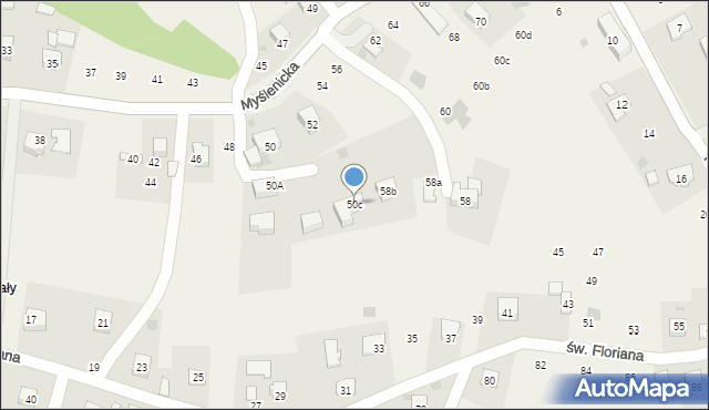 Zakliczyn, Myślenicka, 50c, mapa Zakliczyn