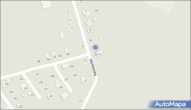 Zamość, Myśliwska, 13, mapa Zamościa