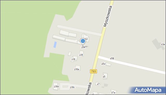 Żarki, Myszkowska, 104, mapa Żarki