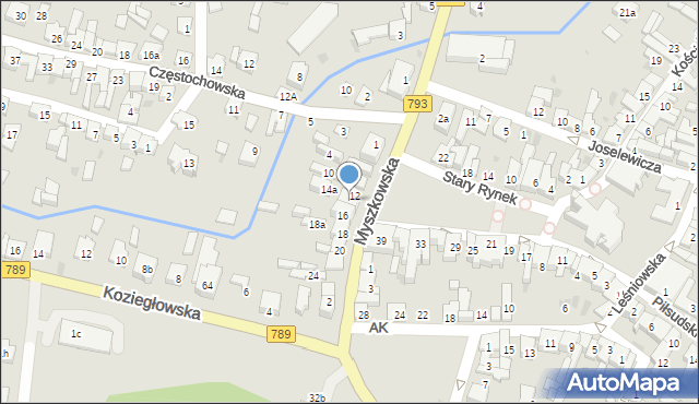 Żarki, Myszkowska, 14, mapa Żarki